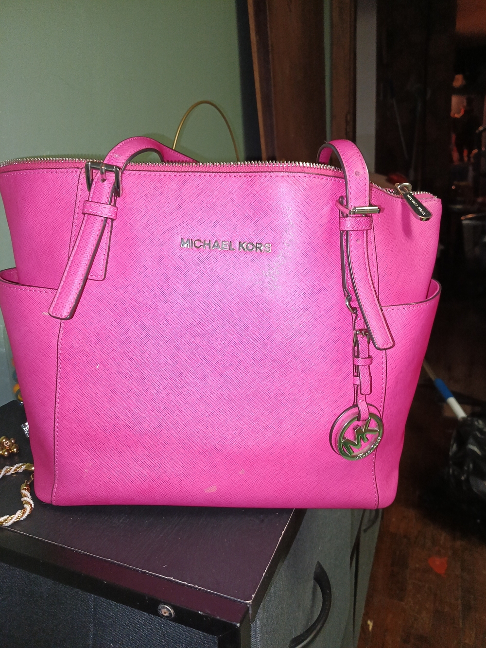 Michael Kors Pink Saffiano Leather Tote Bag